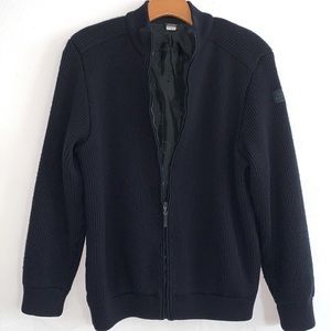 Paul & Shark Yachting Wool Ribbed Knit Fully Lined Zip Up Hybrid Sweater M